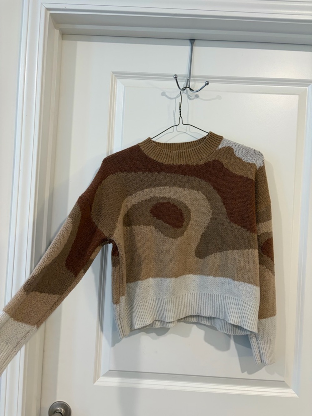 Crewneck Sweater - Brown, Tan, Cream